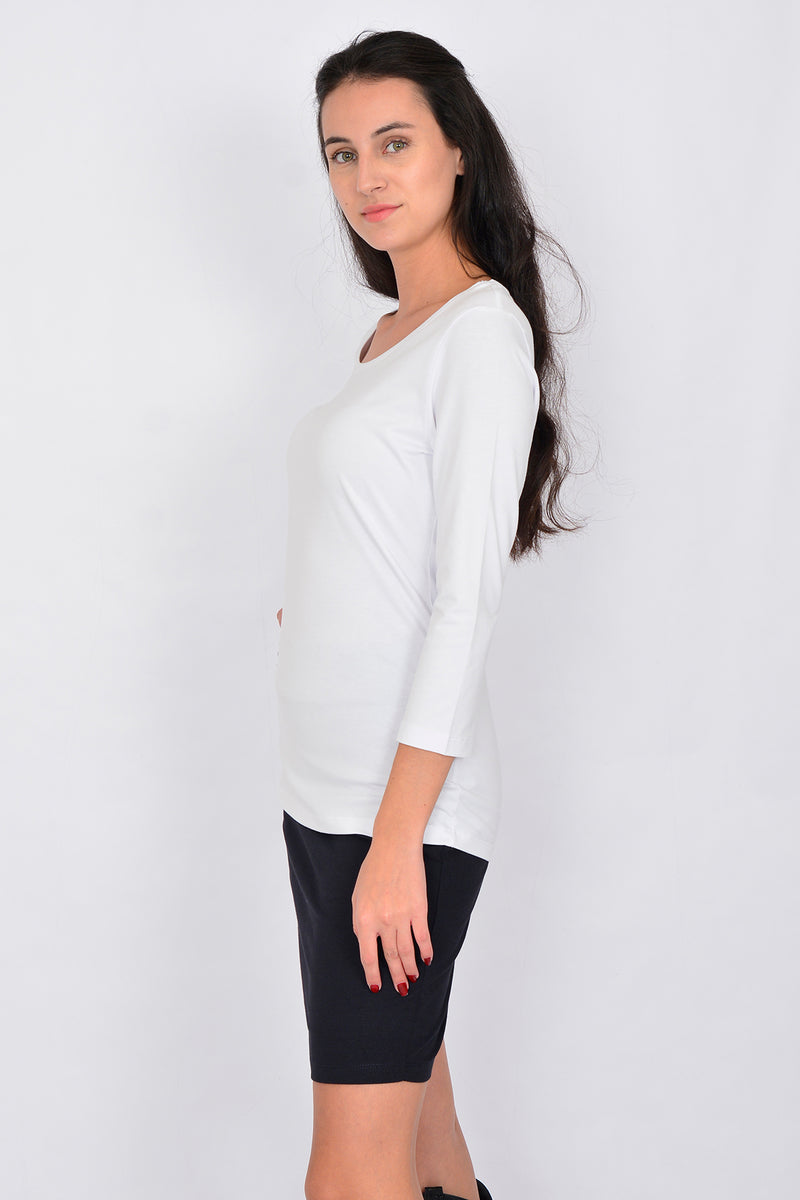 Cotton Crew Neck Long Sleeve Basic Blouse LINDA-64