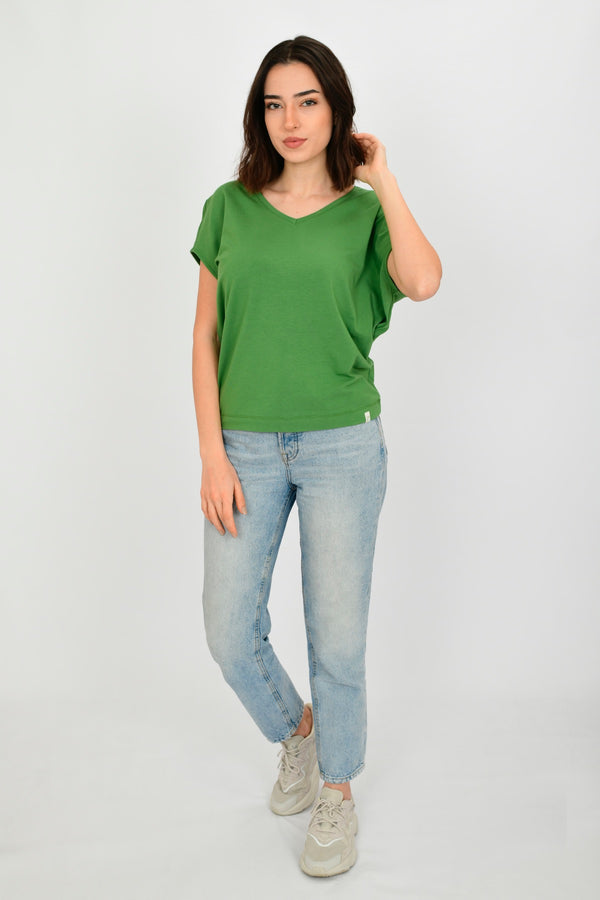 Bamboo Cotton V-neck Basic T-shirt LARA-5