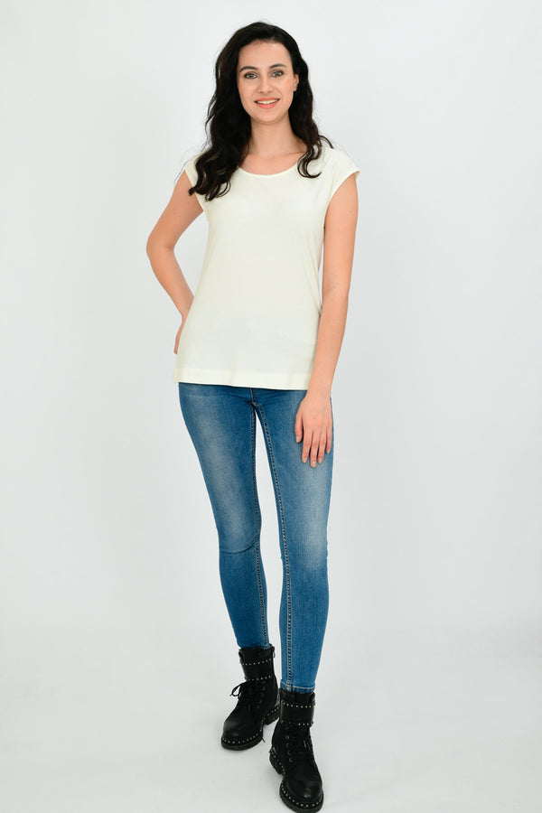 Bamboo Cotton Sleeveless Basic T-shirt LARA-6