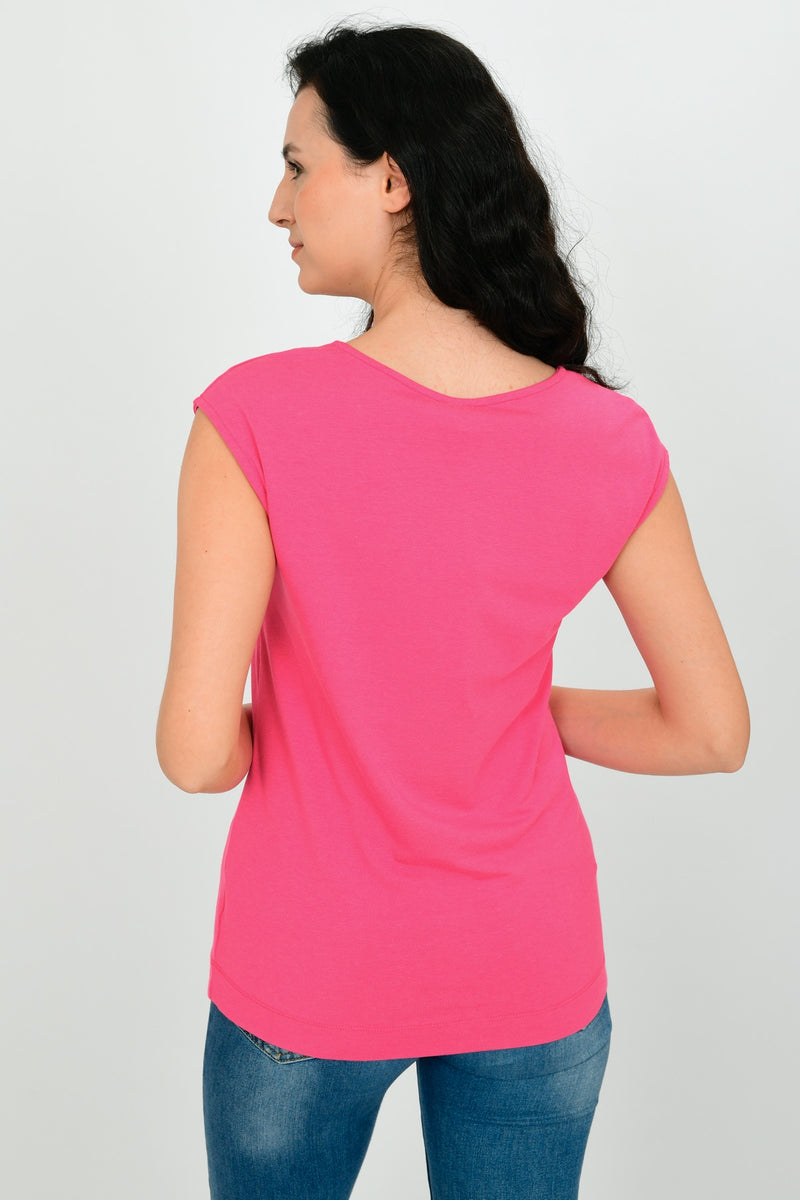 Bamboo Cotton Sleeveless Basic T-shirt LARA-6