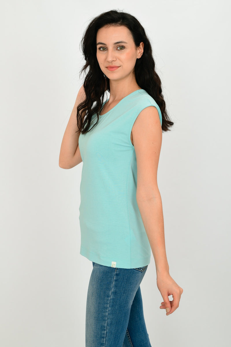 Bamboo Cotton Sleeveless Basic T-shirt LARA-6