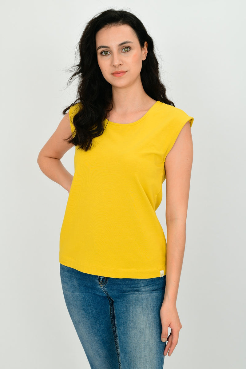 Bamboo Cotton Sleeveless Basic T-shirt LARA-6