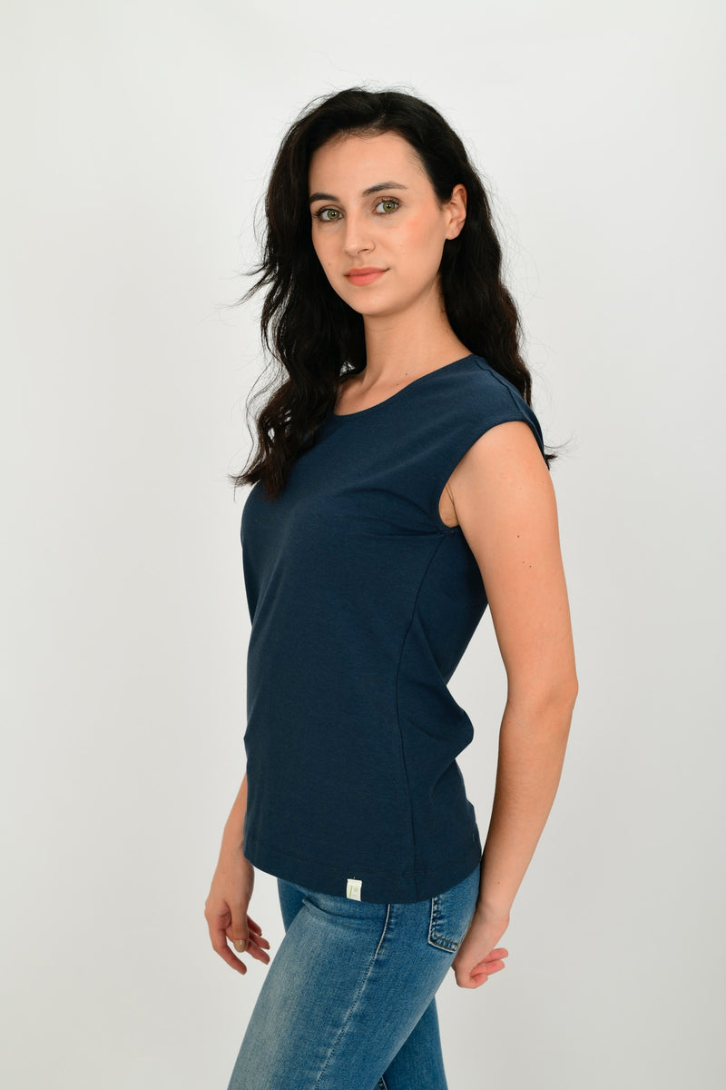 Bamboo Cotton Sleeveless Basic T-shirt LARA-6