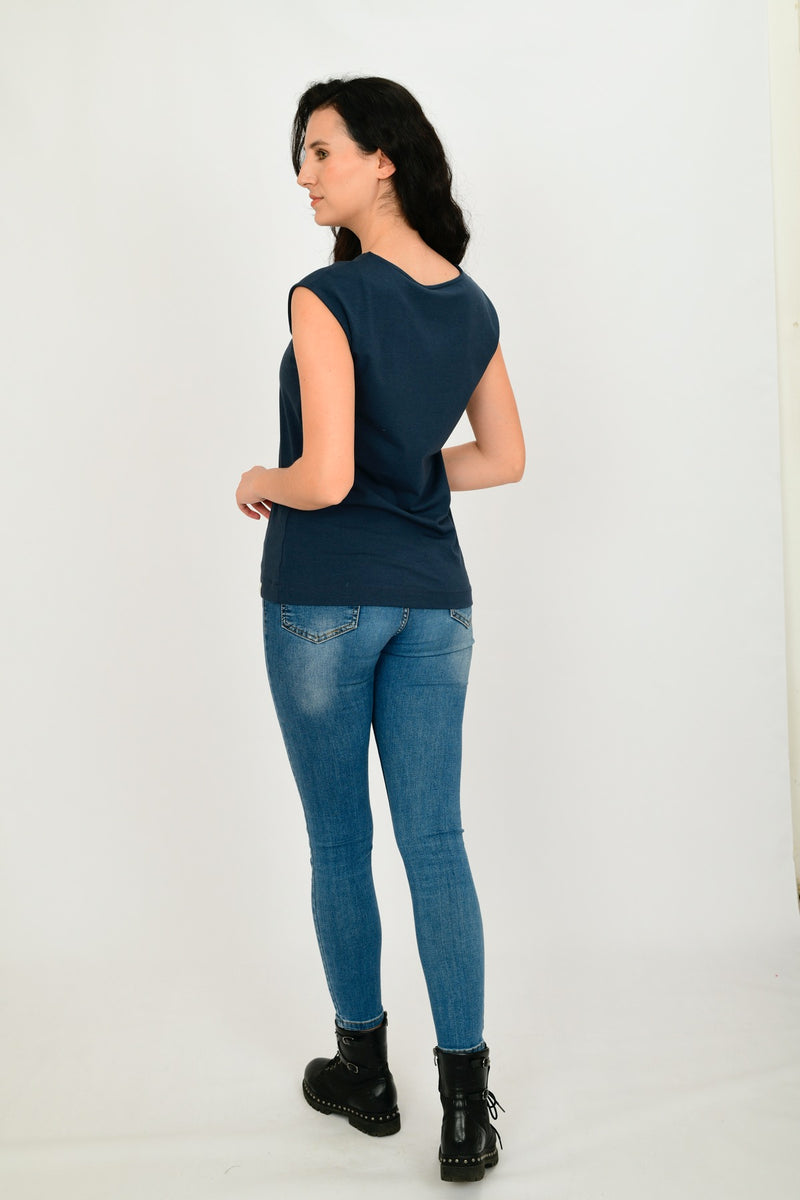 Bamboo Cotton Sleeveless Basic T-shirt LARA-6