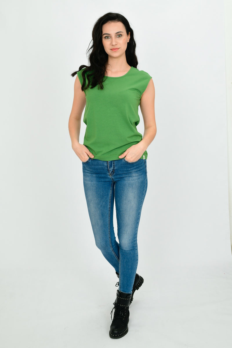 Bamboo Cotton Sleeveless Basic T-shirt LARA-6