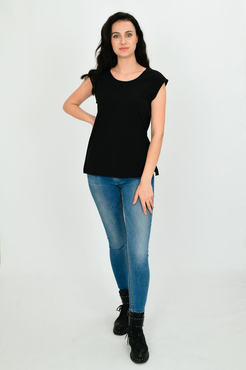 Bamboo Cotton Sleeveless Basic T-shirt LARA-6