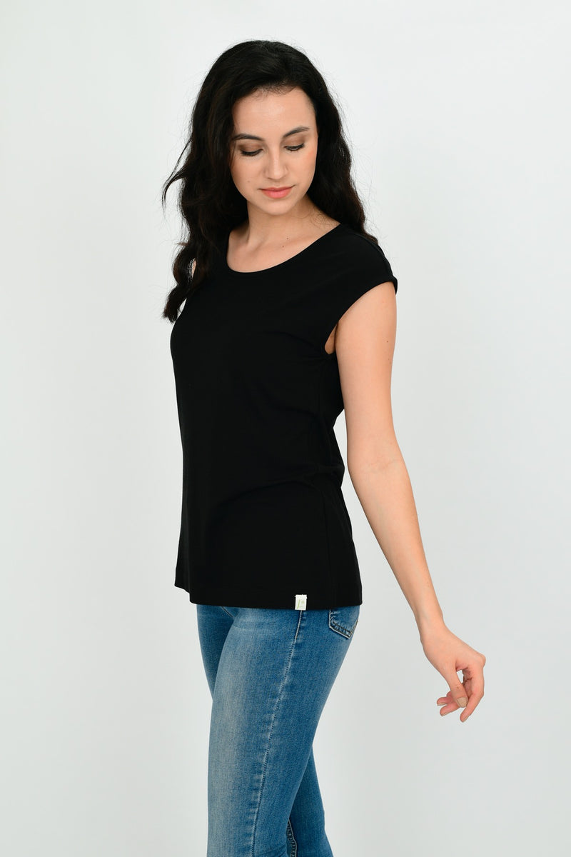 Bamboo Cotton Sleeveless Basic T-shirt LARA-6
