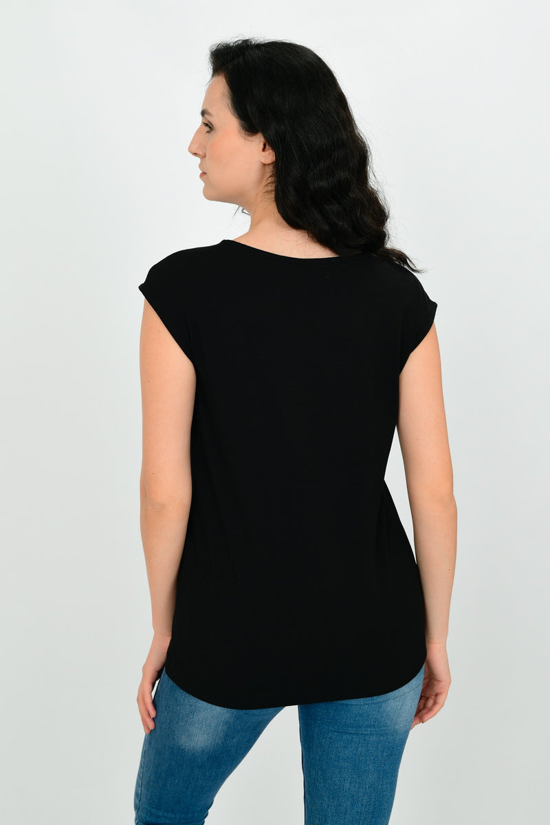 Bamboo Cotton Sleeveless Basic T-shirt LARA-6