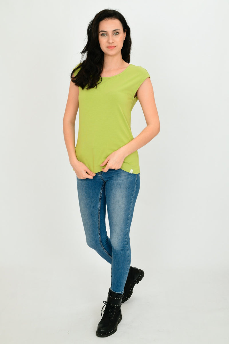 Bamboo Cotton Sleeveless Basic T-shirt LARA-6