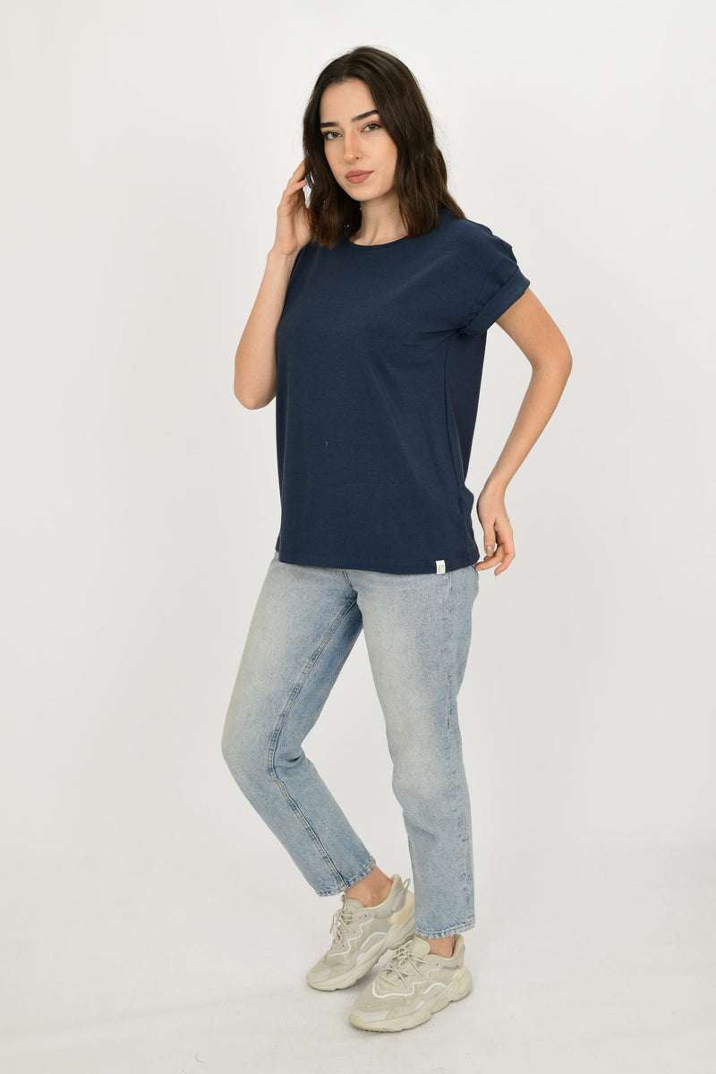 Bamboo Cotton Short-Sleeve Basic T-shirt LARA-4