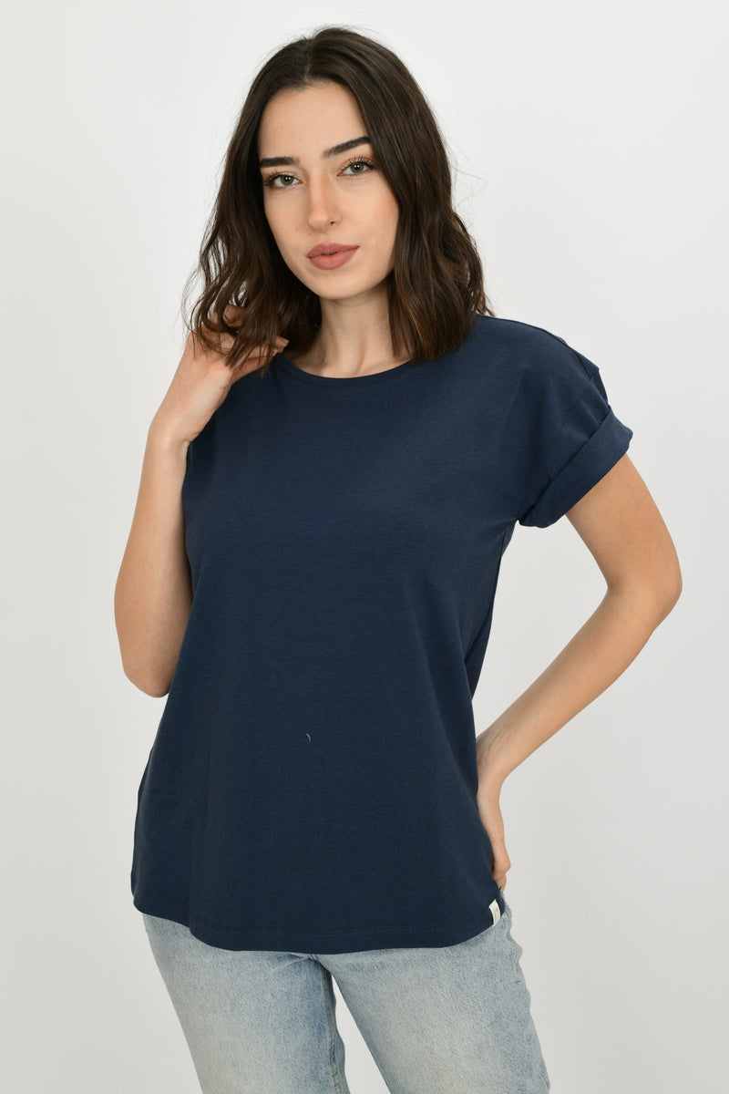Bamboo Cotton Short-Sleeve Basic T-shirt LARA-4