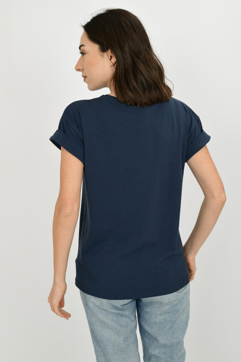 Bamboo Cotton Short-Sleeve Basic T-shirt LARA-4