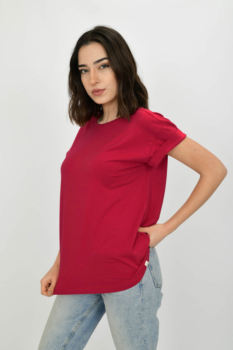Bamboo Cotton Short-Sleeve Basic T-shirt LARA-4