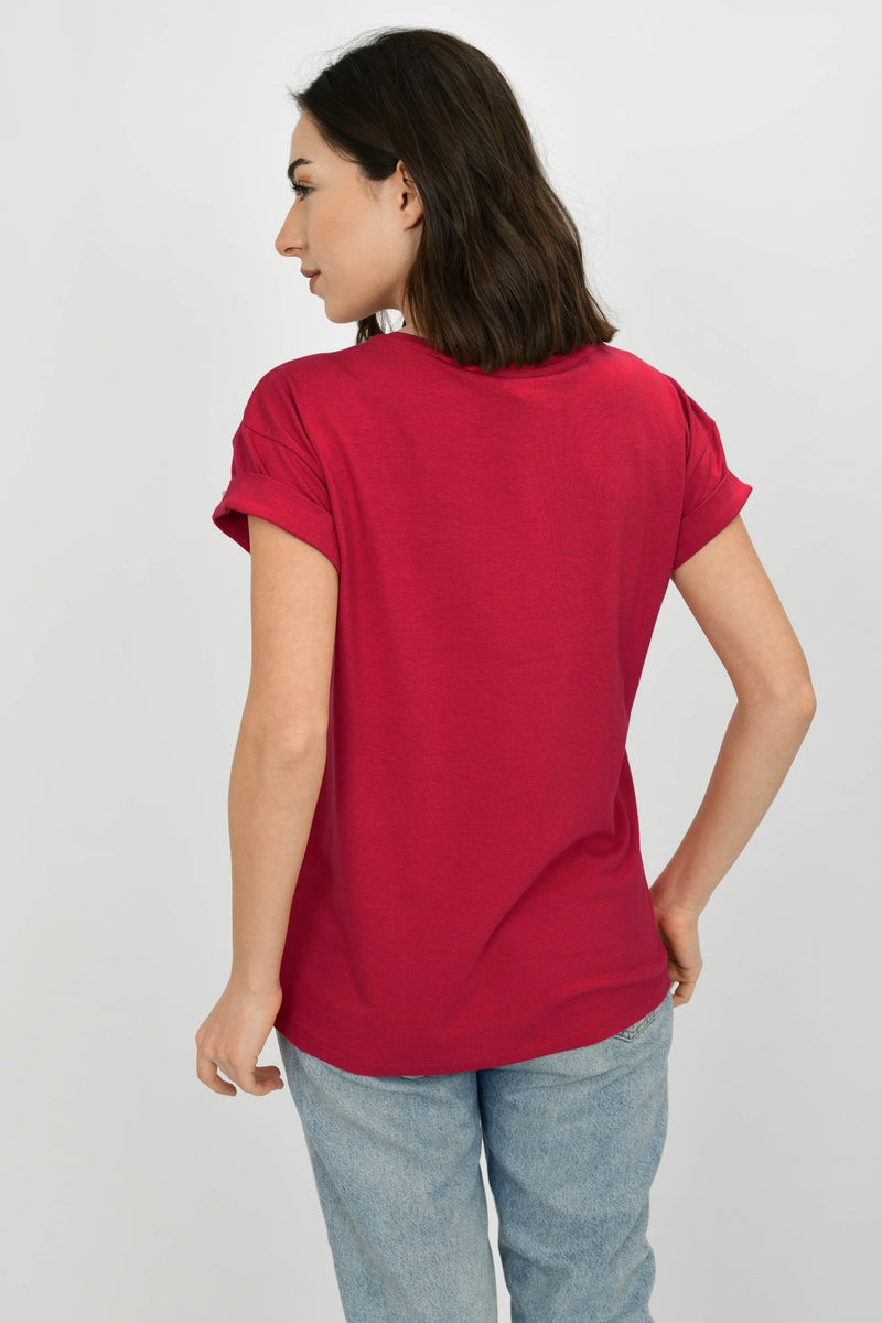 Bamboo Cotton Short-Sleeve Basic T-shirt LARA-4