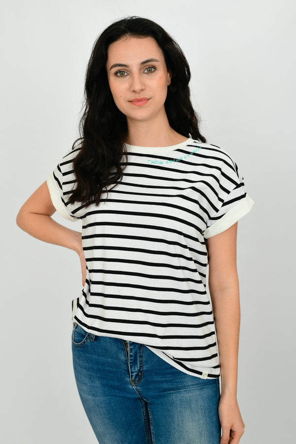 100% Organic Cotton Basic Embroidered T-shirt LARA-14