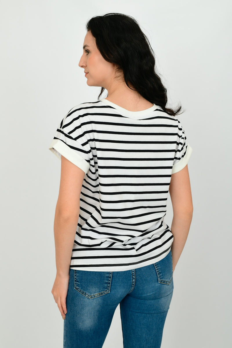 100% Organic Cotton Basic Embroidered T-shirt LARA-14