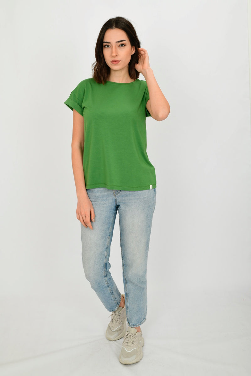 Bamboo Cotton Short-Sleeve Basic T-shirt LARA-4