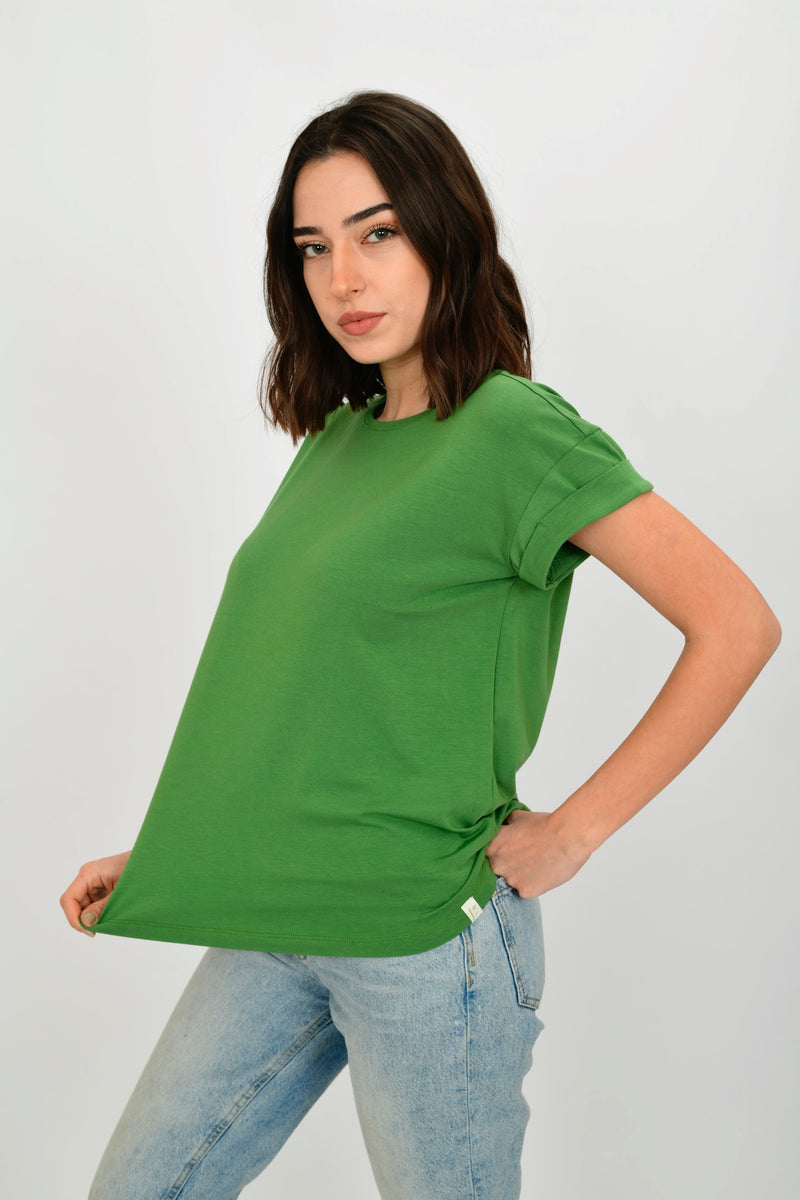 Bamboo Cotton Short-Sleeve Basic T-shirt LARA-4