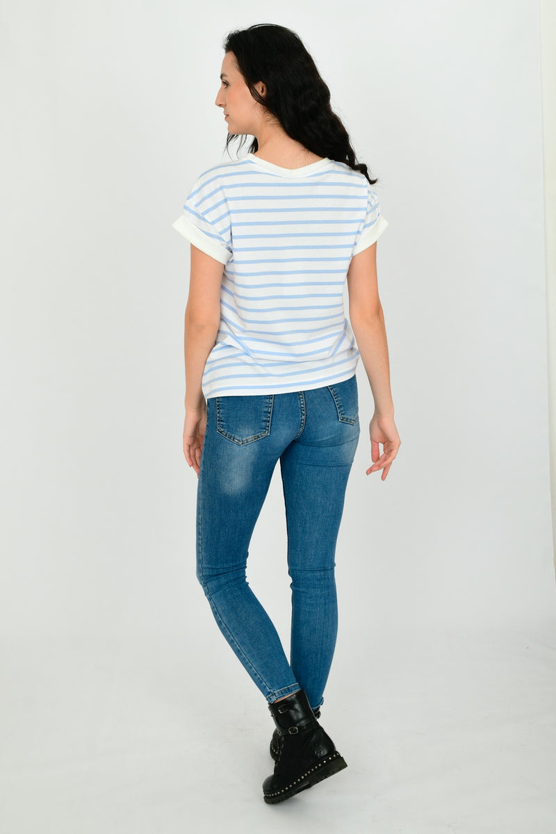 100% Organic Cotton Basic Embroidered T-shirt LARA-14