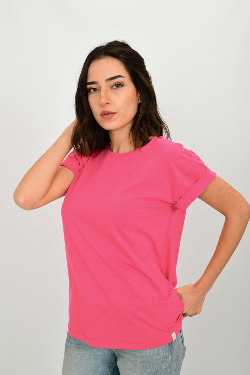 Bamboo Cotton Short-Sleeve Basic T-shirt LARA-4