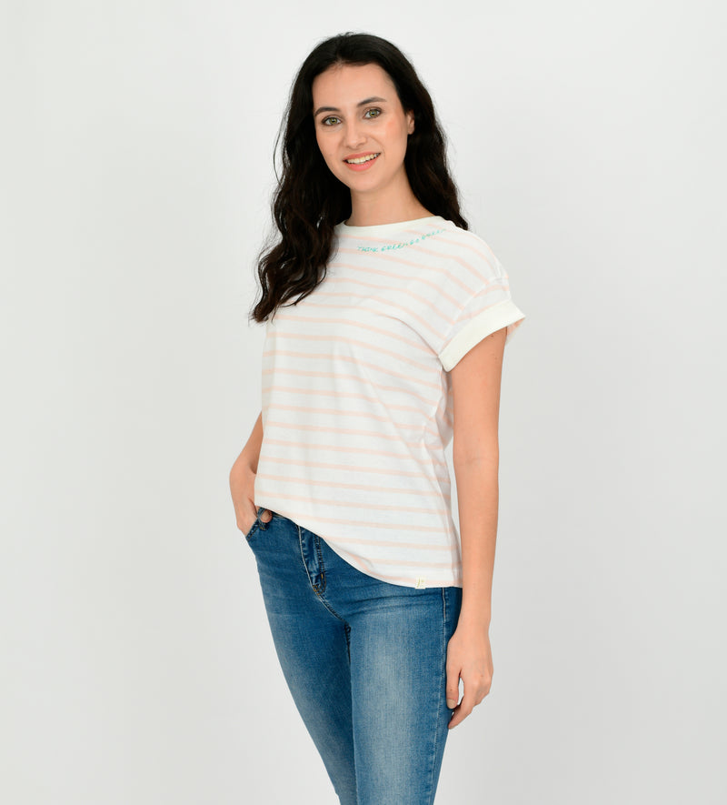 100% Organic Cotton Basic Embroidered T-shirt LARA-14