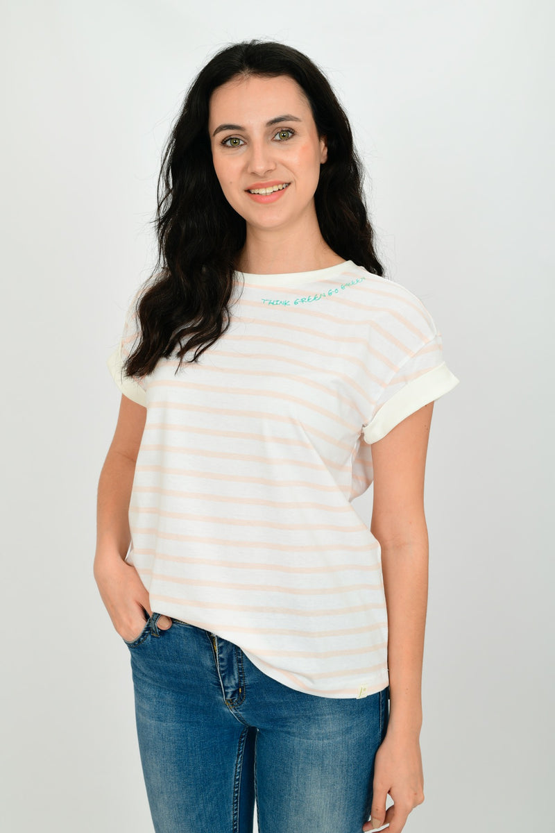 100% Organic Cotton Basic Embroidered T-shirt LARA-14