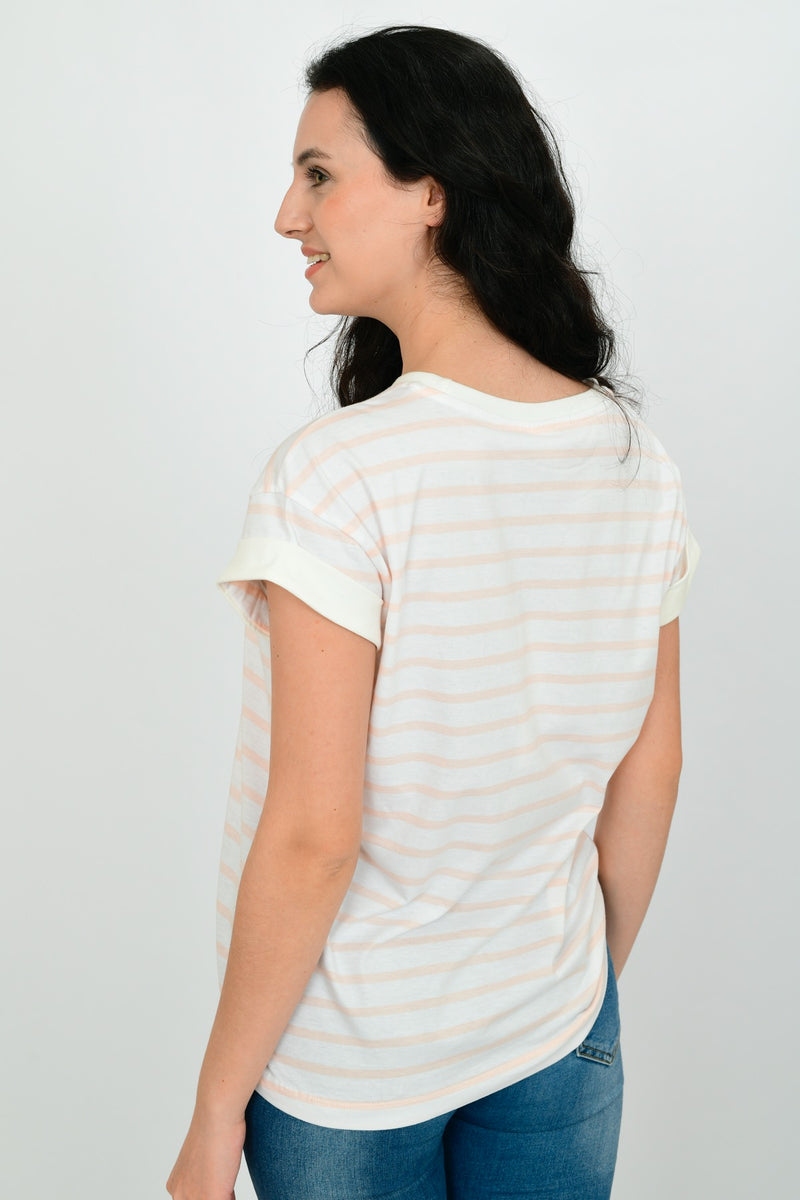 100% Organic Cotton Basic Embroidered T-shirt LARA-14