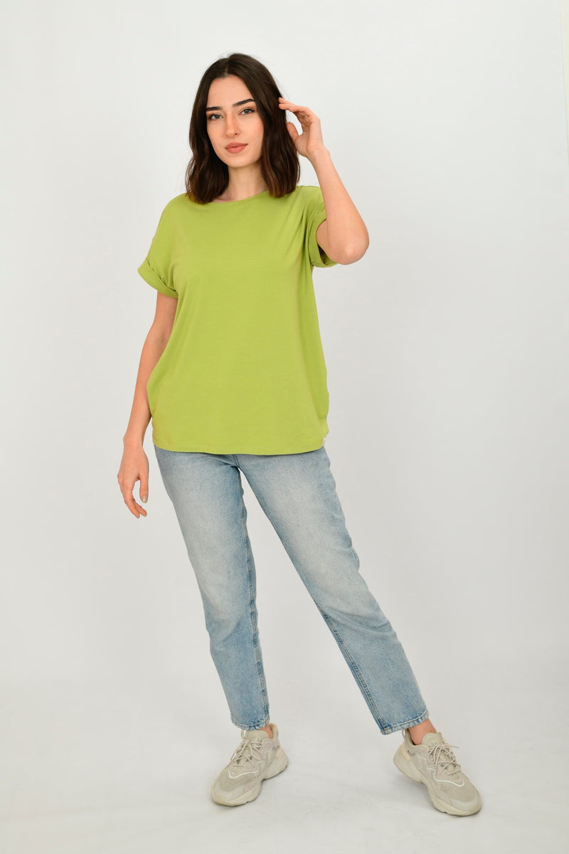 Bamboo Cotton Short-Sleeve Basic T-shirt LARA-4