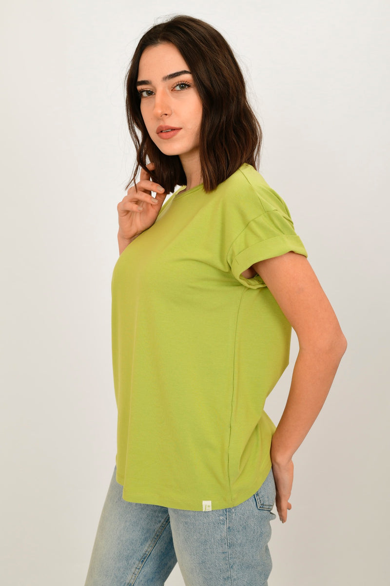 Bamboo Cotton Short-Sleeve Basic T-shirt LARA-4