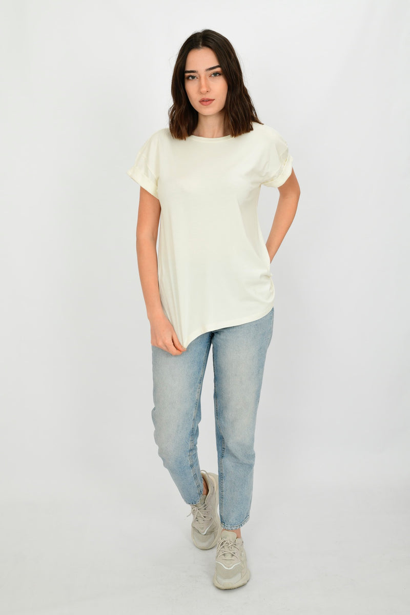 Bamboo Cotton Short-Sleeve Basic T-shirt LARA-4
