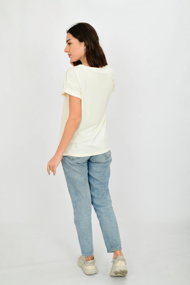 Bamboo Cotton Short-Sleeve Basic T-shirt LARA-4