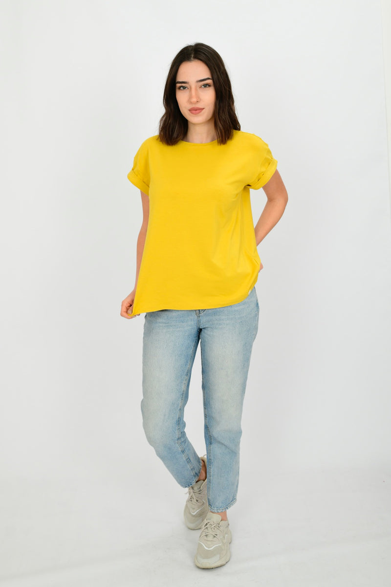 Bamboo Cotton Short-Sleeve Basic T-shirt LARA-4
