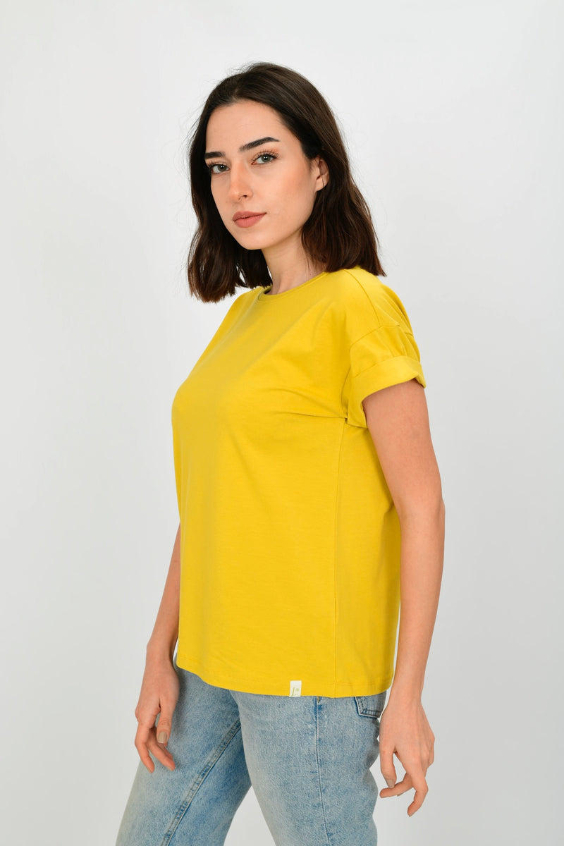 Bamboo Cotton Short-Sleeve Basic T-shirt LARA-4
