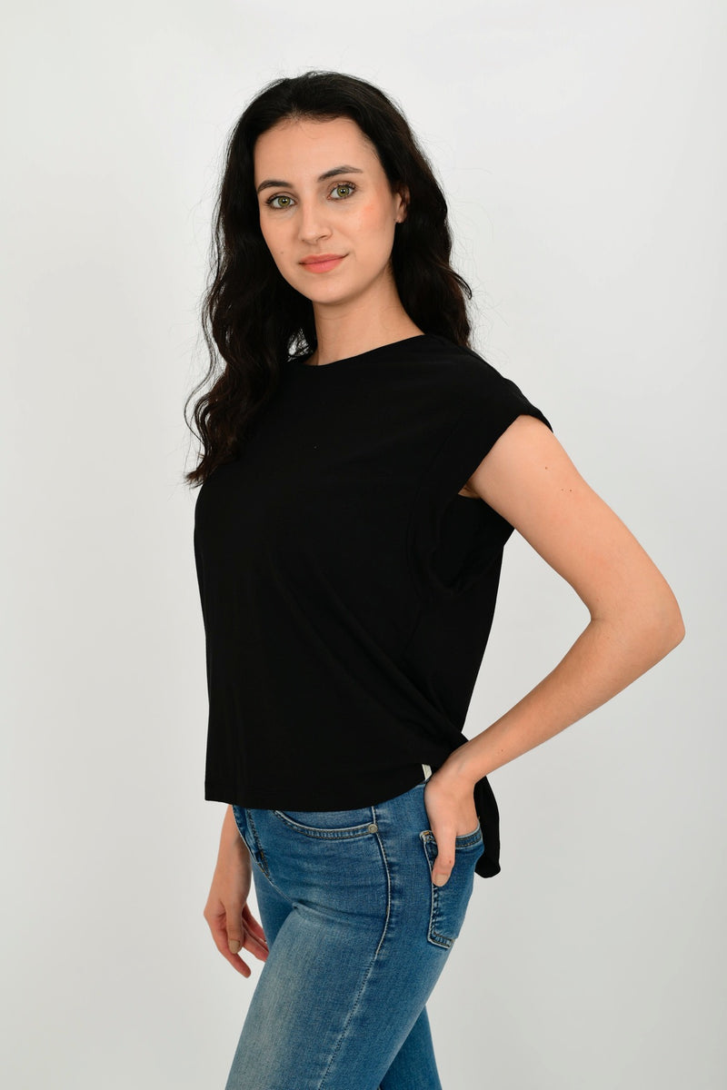 Bamboo Cotton Short-Sleeve Basic T-shirt LARA-4