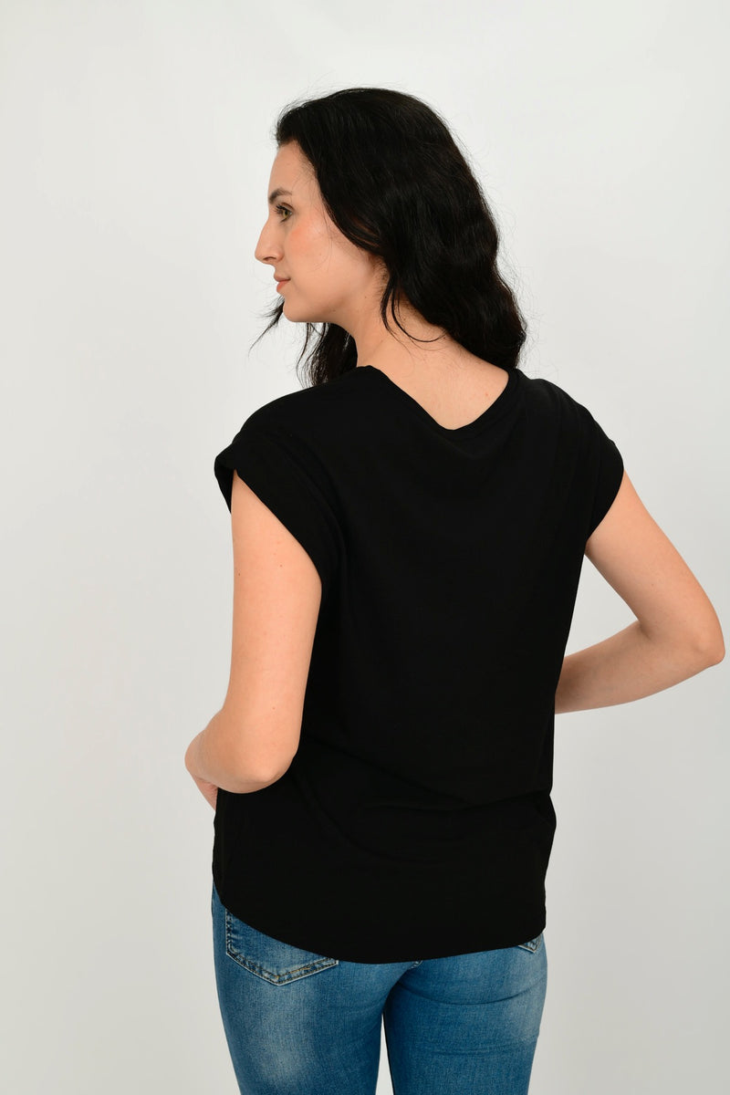 Bamboo Cotton Short-Sleeve Basic T-shirt LARA-4