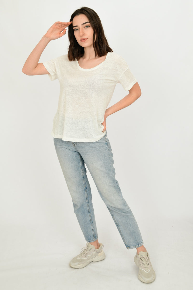 Linen Scoop Neck T-Shirt LET-33-V3