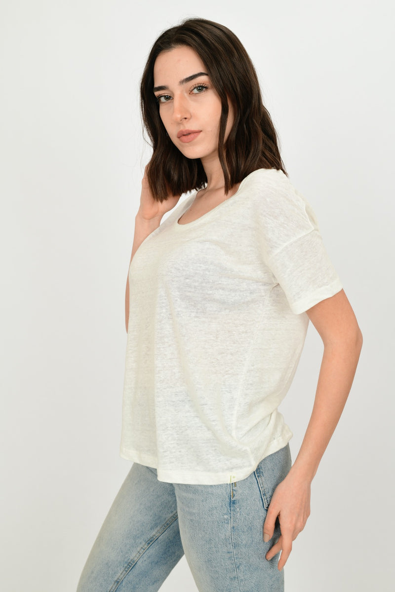 Linen Scoop Neck T-Shirt LET-33-V3