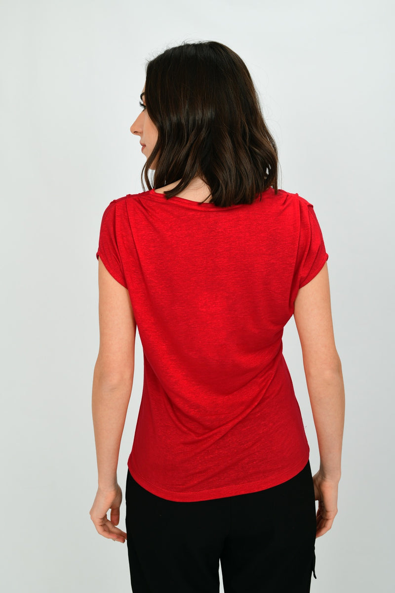 Linen Short-sleeve Basic Blouse LARA-9