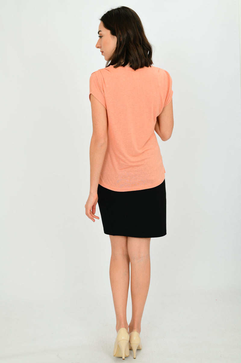 Linen Short-sleeve Basic Blouse LARA-9