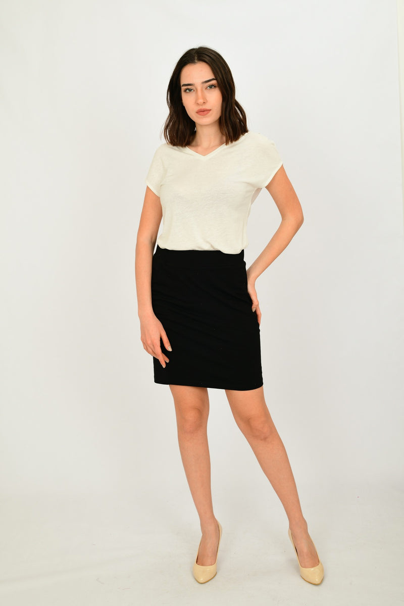Linen Short-sleeve Basic Blouse LARA-9