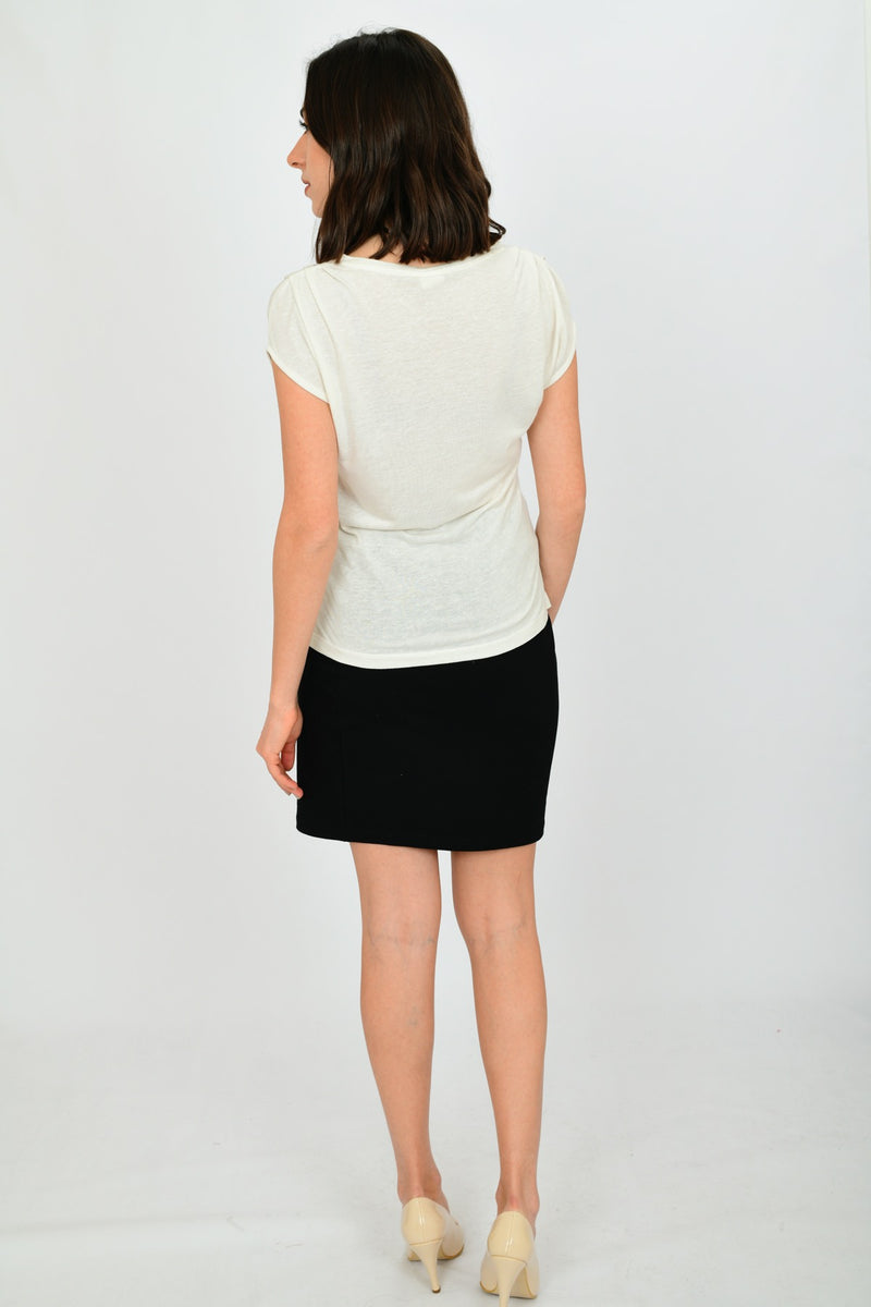 Linen Short-sleeve Basic Blouse LARA-9