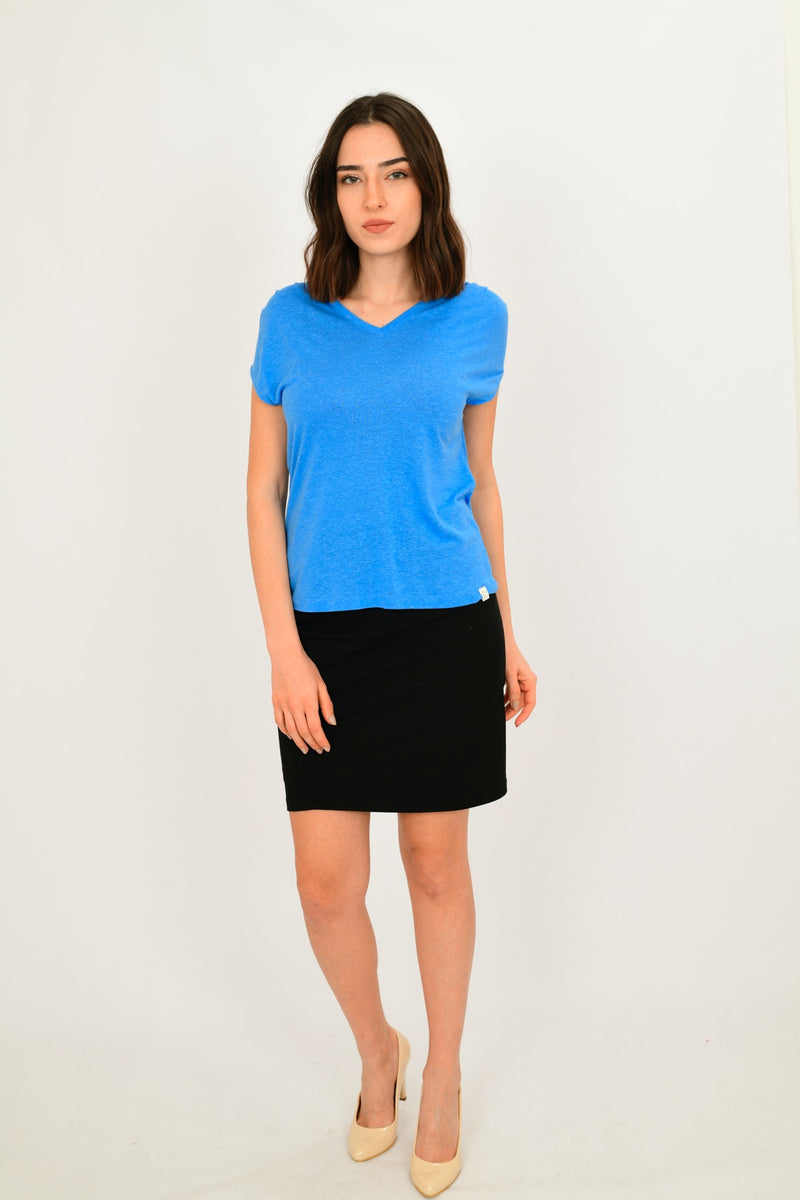 Linen Short-sleeve Basic Blouse LARA-9