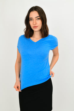 Linen Short-sleeve Basic Blouse LARA-9