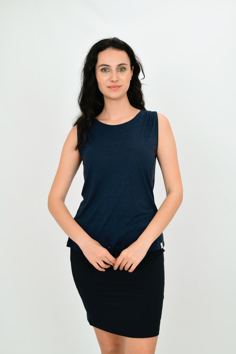 Linen Sleeveless Basic Blouse LARA-10