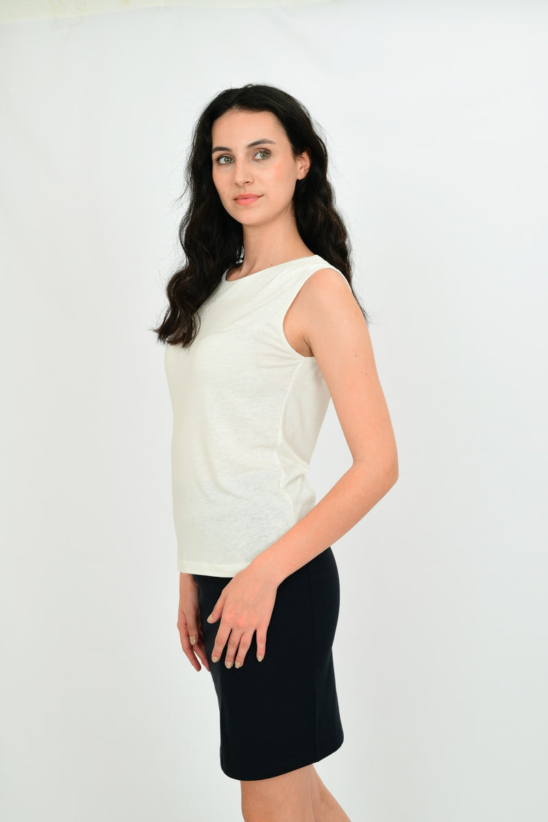 Linen Sleeveless Basic Blouse LARA-10