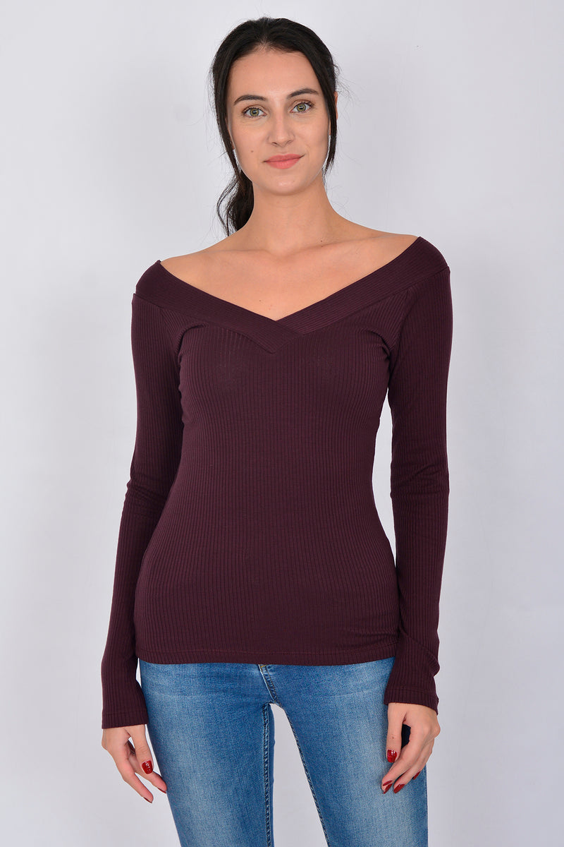 Tencel Rib Long Sleeve Blouse LARA-2