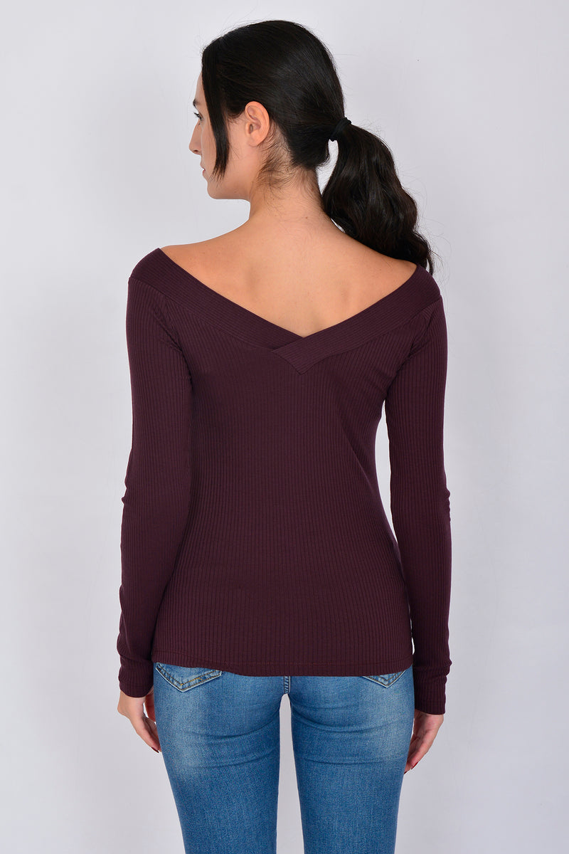 Tencel Rib Long Sleeve Blouse LARA-2