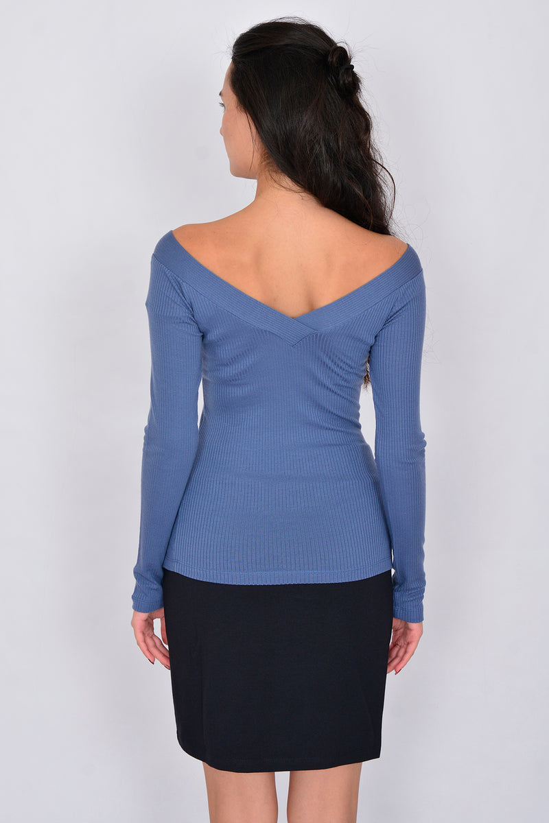 Tencel Rib Long Sleeve Blouse LARA-2