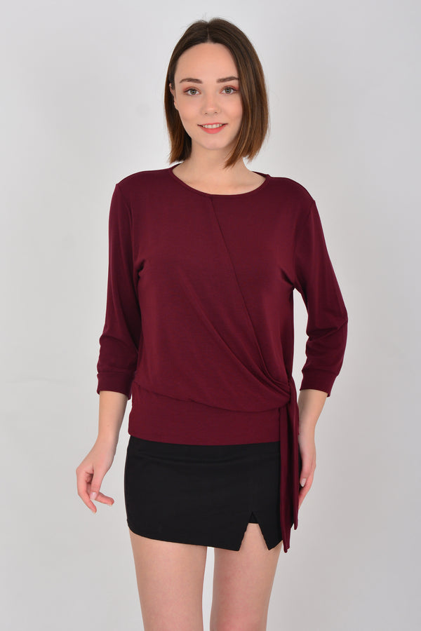 Tencel Long Sleeve Tie-on Side T-shirt PERA-4-V2