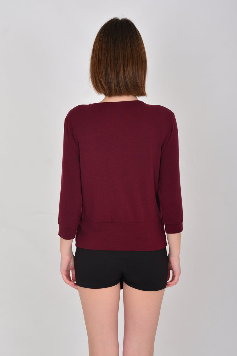 Tencel Long Sleeve Tie-on Side T-shirt PERA-4-V2